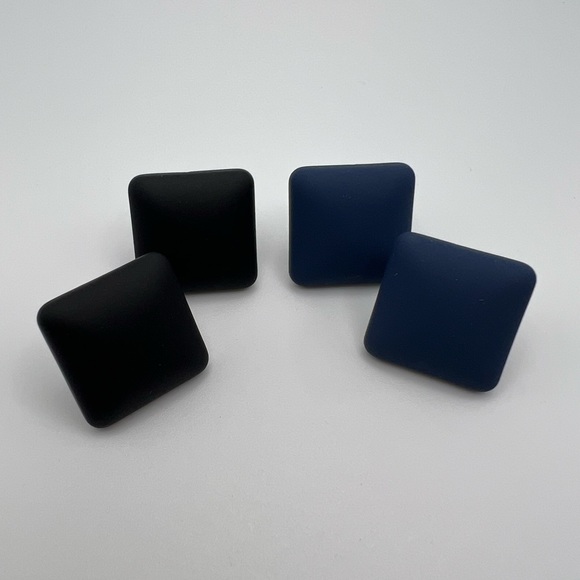Classic Black & Blue Square Stud Earring set - Trendy Large Stud Earrings Set - Picture 10 of 13